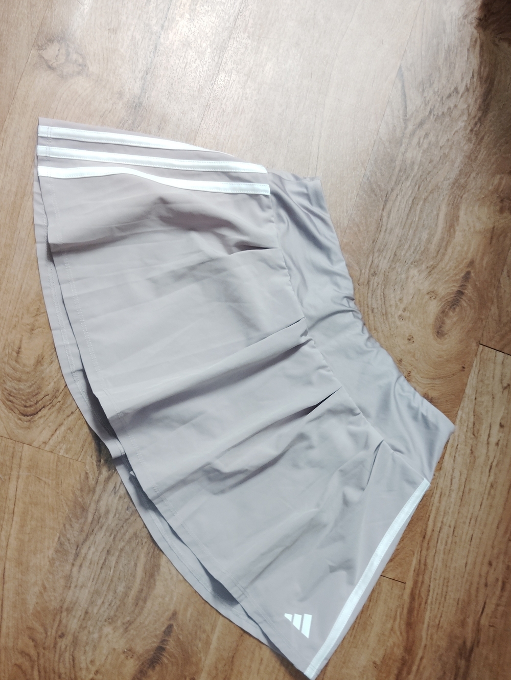 adidas Light Gray Pleated Tennis Skort with White Stripe